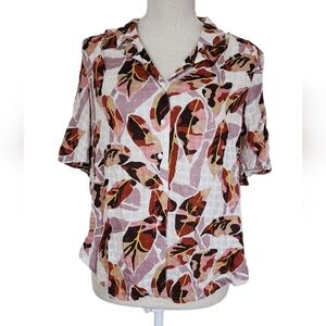 Jane and Delancey Multicolor Leaf Print Blouse